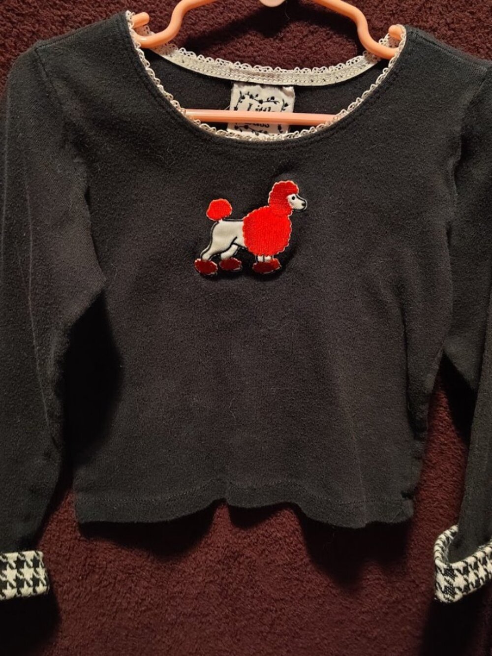 Kids Girls 'Little Lass' Long Sleeve Poodle Shirt Size 6(Small)